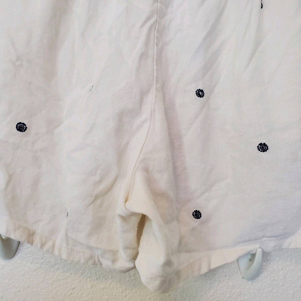 Old Navy Womens Large White Linen Blend Embroidered Tassel Pull On Shorts Navy - Picture 11 of 16